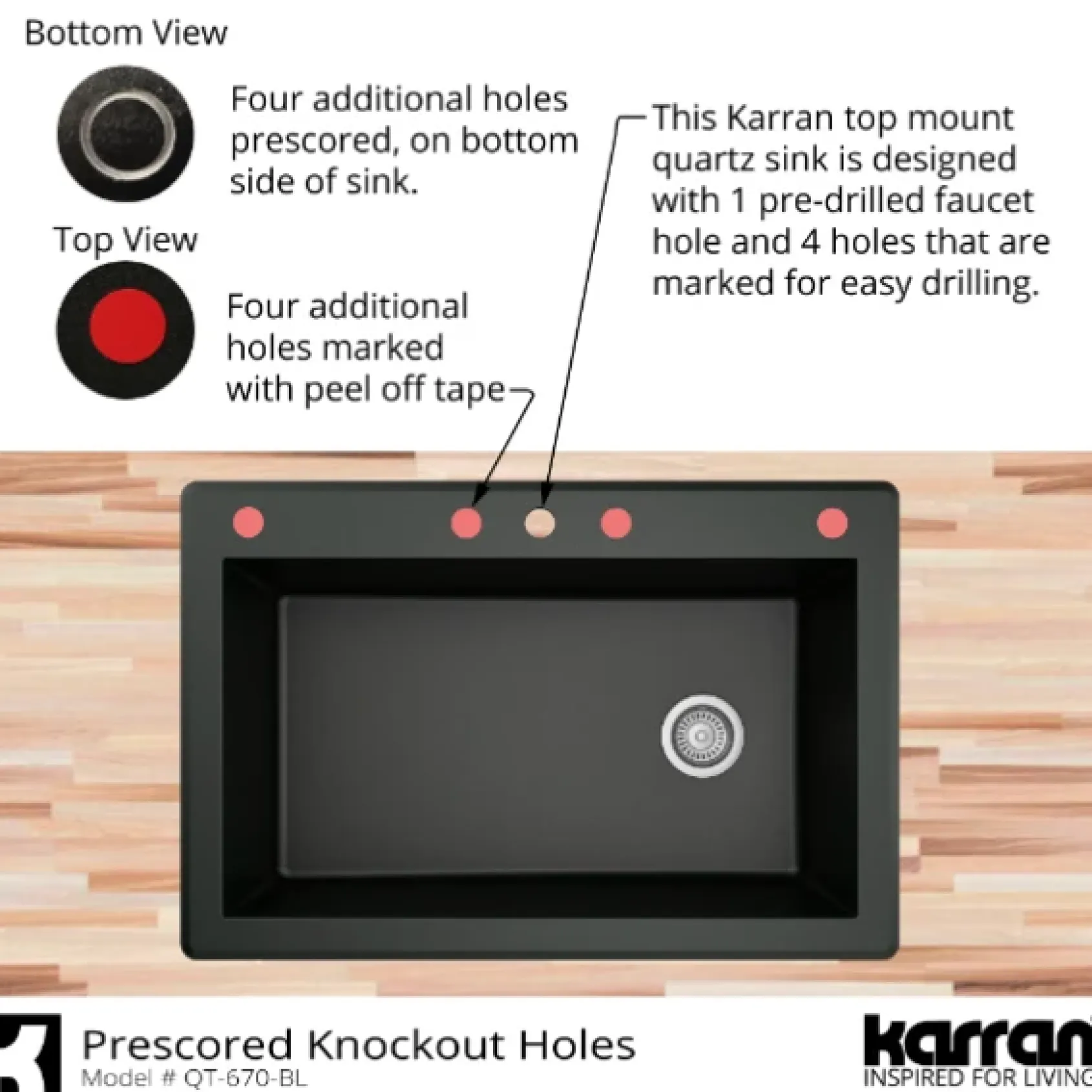Karran 33" Drop In/Topmount Quartz Composite Kitchen Sink, Concrete, QT-670-CN-PK1