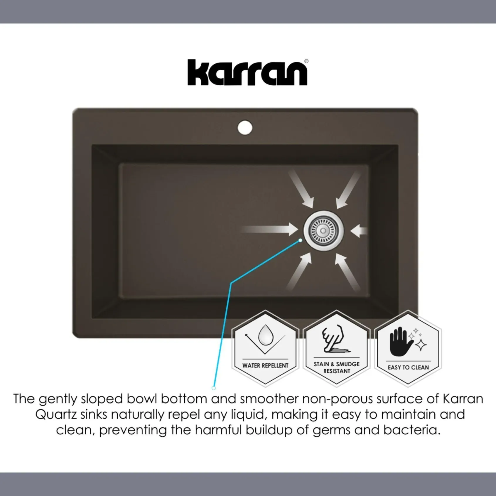 Karran 33" Drop In/Topmount Quartz Composite Kitchen Sink, Concrete, QT-670-CN-PK1