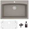 Karran 33" Drop In/Topmount Quartz Composite Kitchen Sink, Concrete, QT-712-CN-PK1