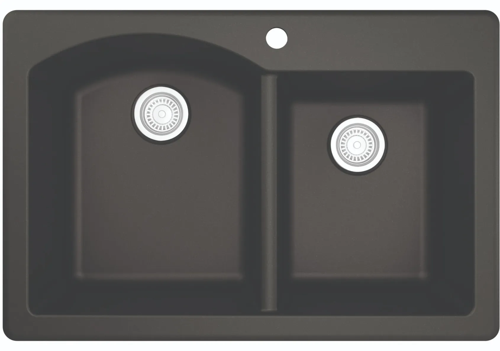 Karran 33" Drop In/Topmount Quartz Composite Kitchen Sink, 60/40 Double Bowl, Black, QT-610-BL-PK1