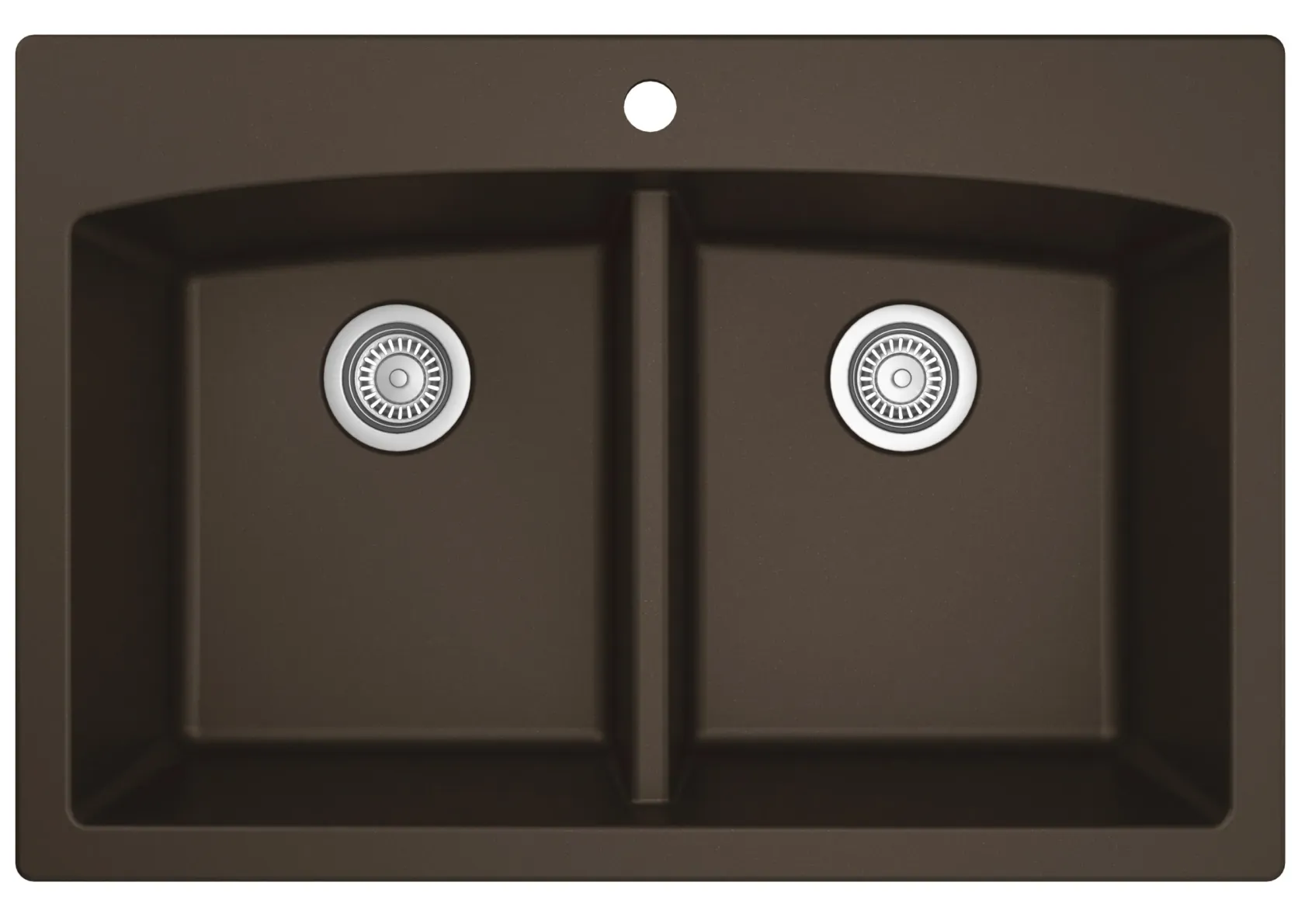 Karran 33" Drop In/Topmount Quartz Composite Kitchen Sink, 50/50 Double Bowl, Brown, QT-710-BR-PK1