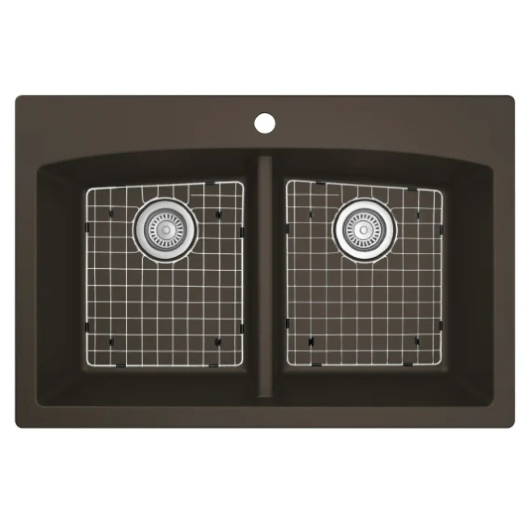 Karran 33" Drop In/Topmount Quartz Composite Kitchen Sink, 50/50 Double Bowl, Brown, QT-710-BR-PK1