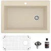 Karran 33" Drop In/Topmount Quartz Composite Kitchen Sink, Bisque, QT-670-BI-PK1