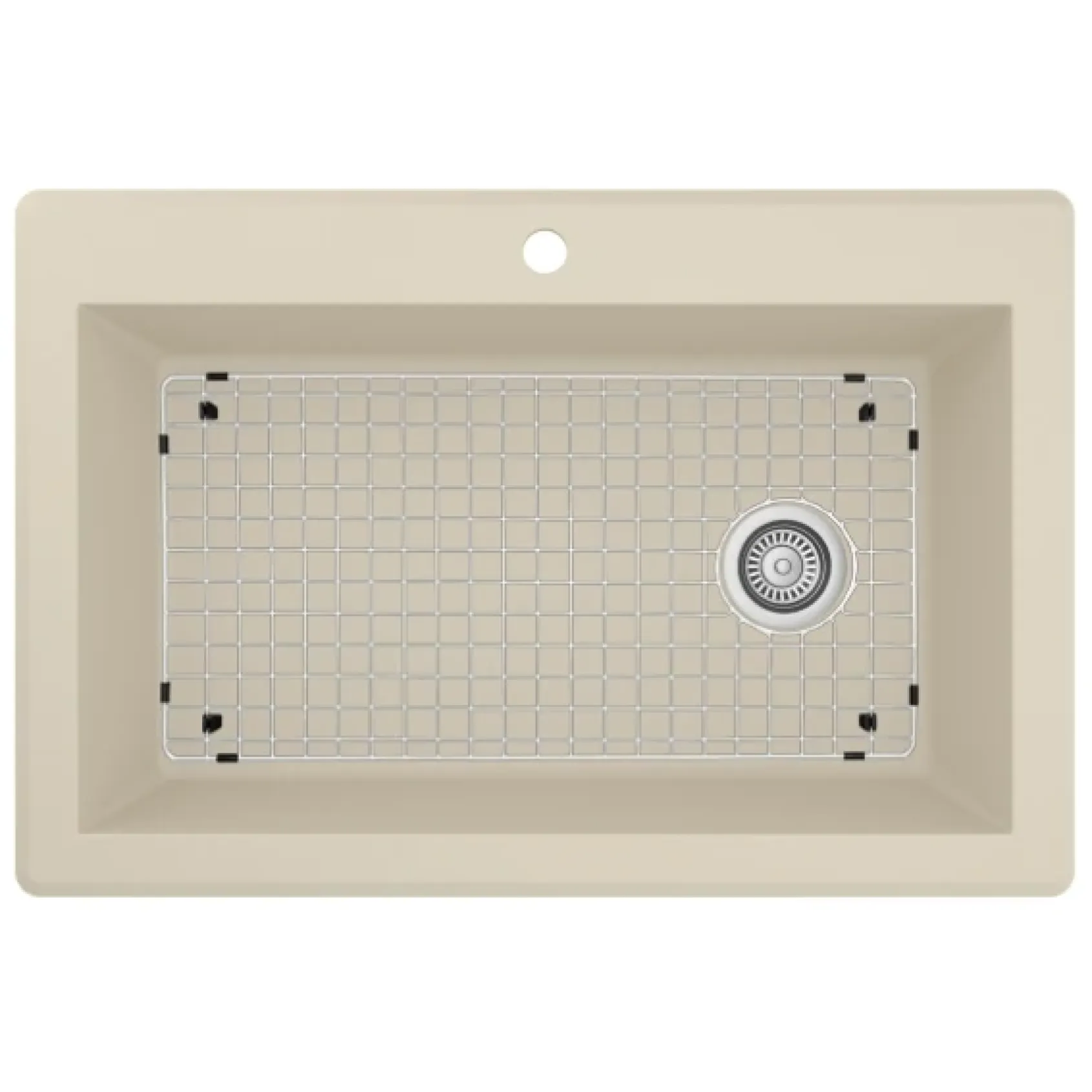 Karran 33" Drop In/Topmount Quartz Composite Kitchen Sink, Bisque, QT-670-BI-PK1