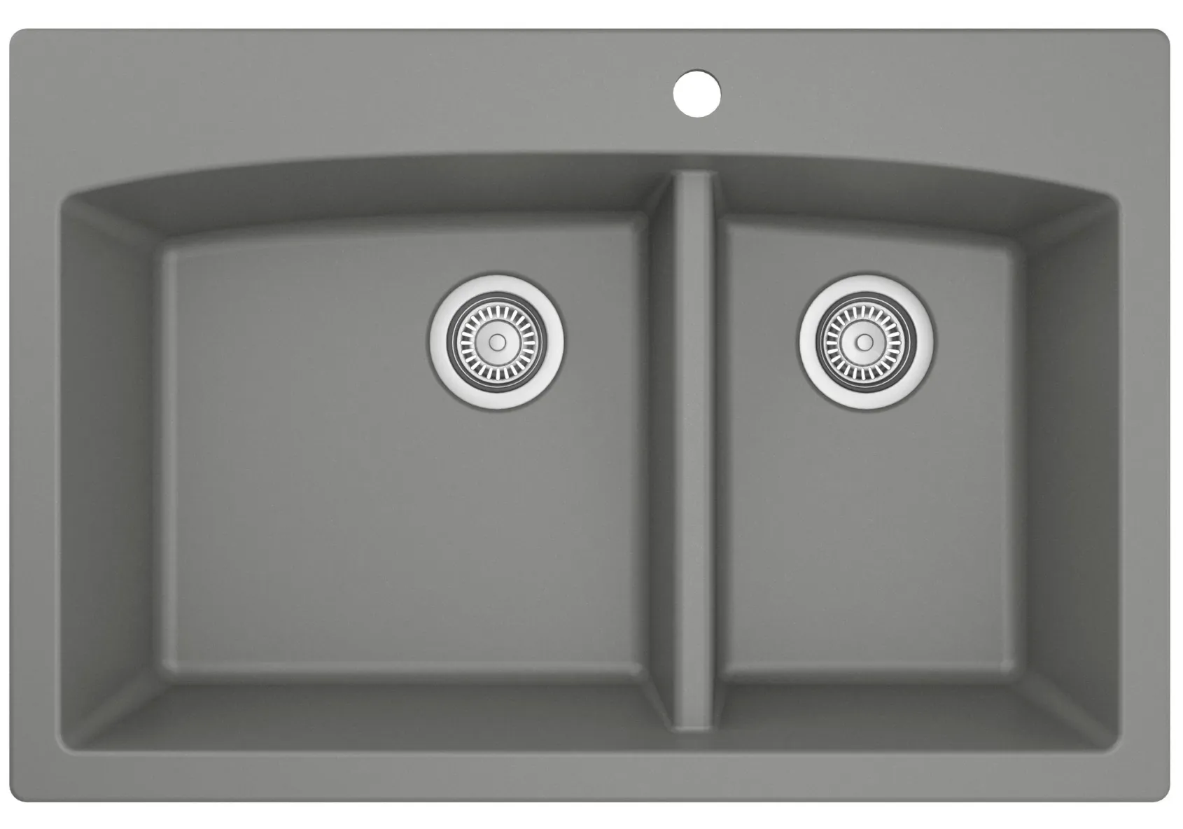 Karran 33" Drop In/Topmount Quartz Composite Kitchen Sink, 60/40 Double Bowl, Grey, QT-711-GR-PK1