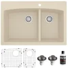 Karran 33" Drop In/Topmount Quartz Composite Kitchen Sink, 60/40 Double Bowl, Bisque, QT-711-BI-PK1