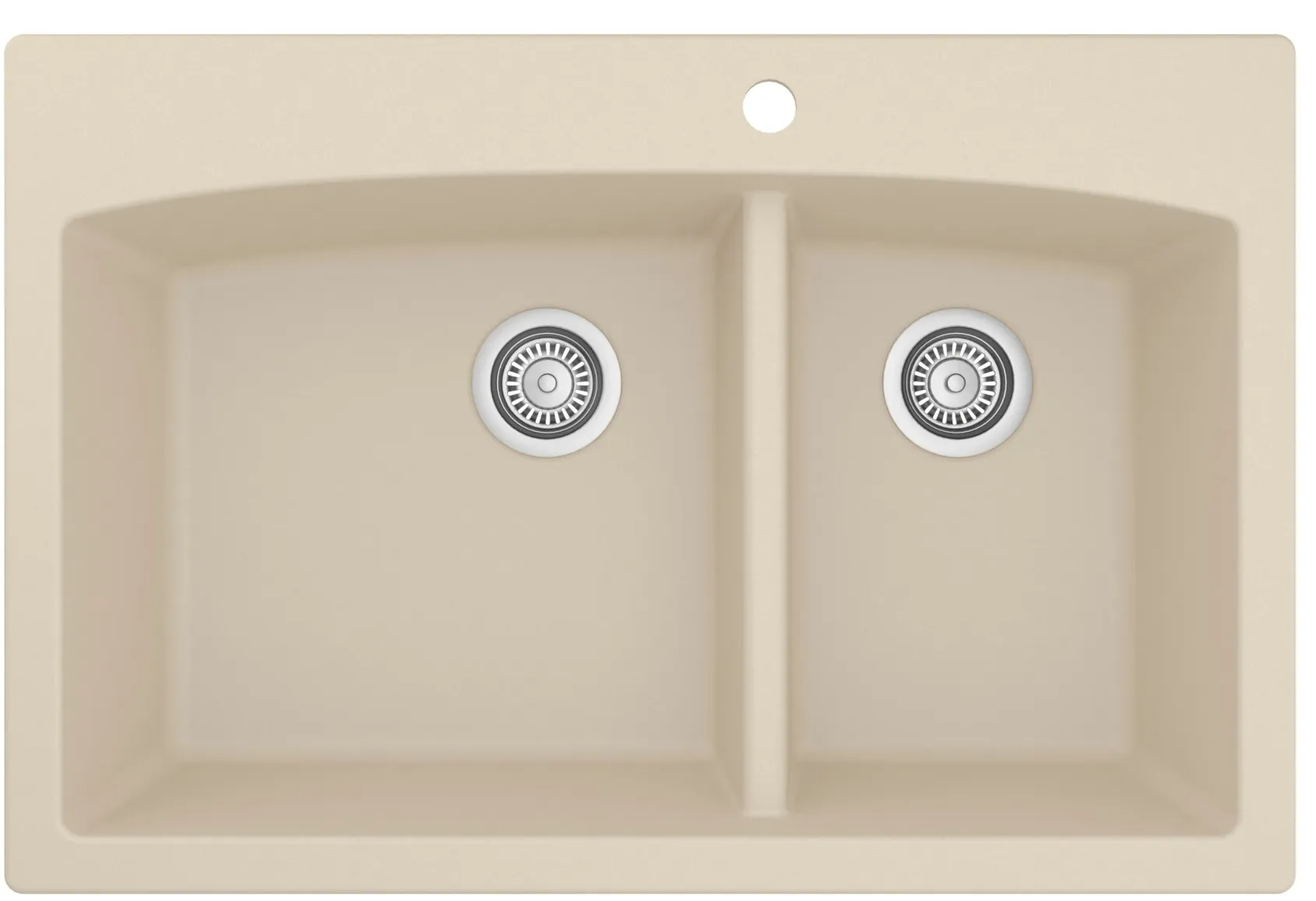 Karran 33" Drop In/Topmount Quartz Composite Kitchen Sink, 60/40 Double Bowl, Bisque, QT-711-BI-PK1
