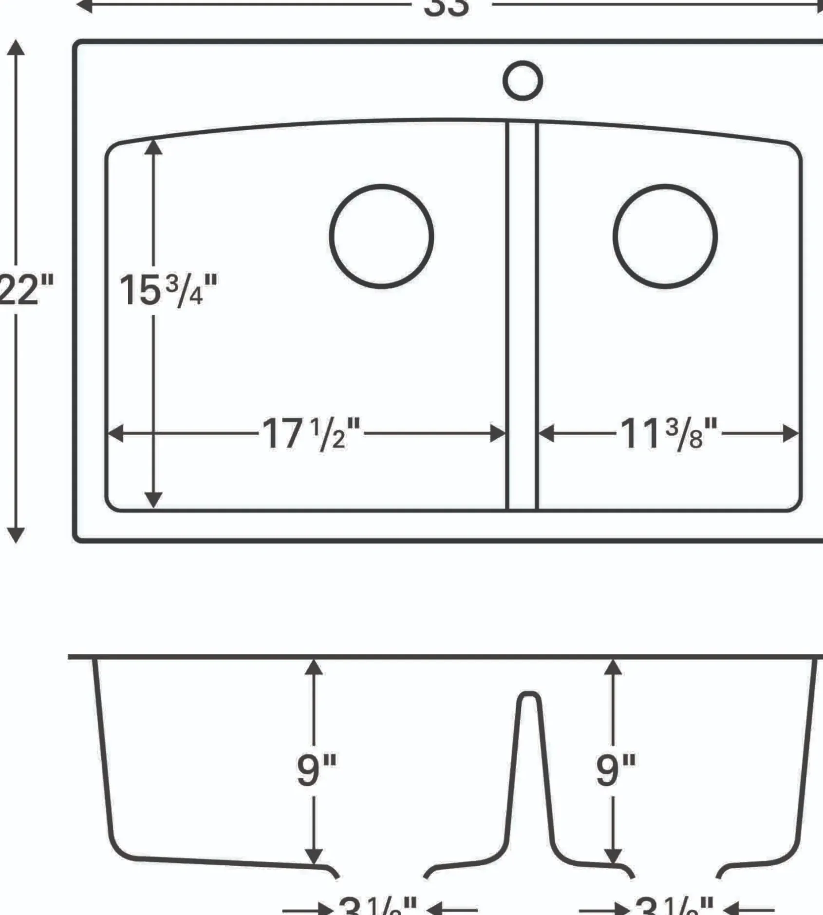 Karran 33" Drop In/Topmount Quartz Composite Kitchen Sink, 60/40 Double Bowl, Bisque, QT-711-BI-PK1
