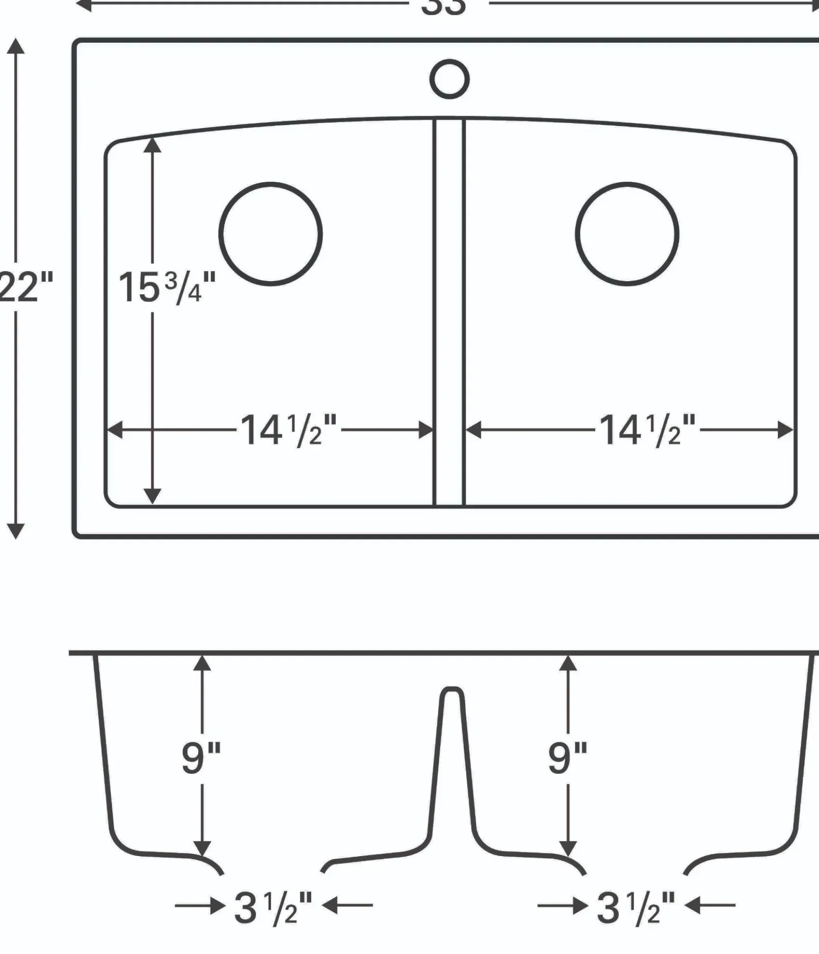 Karran 33" Drop In/Topmount Quartz Composite Kitchen Sink, 50/50 Double Bowl, White, QT-710-WH-PK1