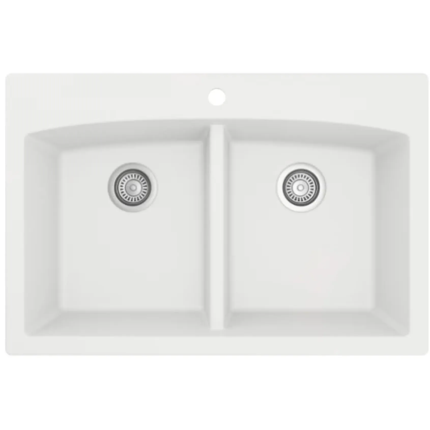 Karran 33" Drop In/Topmount Quartz Composite Kitchen Sink, 50/50 Double Bowl, White, QT-710-WH-PK1