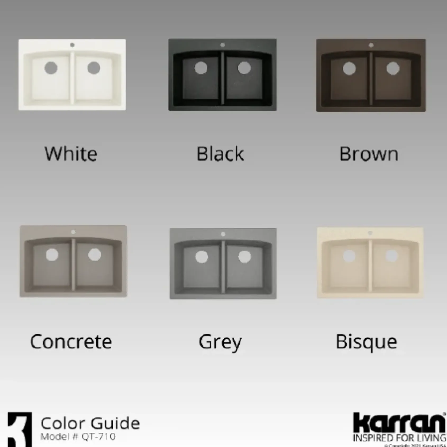 Karran 33" Drop In/Topmount Quartz Composite Kitchen Sink, 50/50 Double Bowl, White, QT-710-WH-PK1