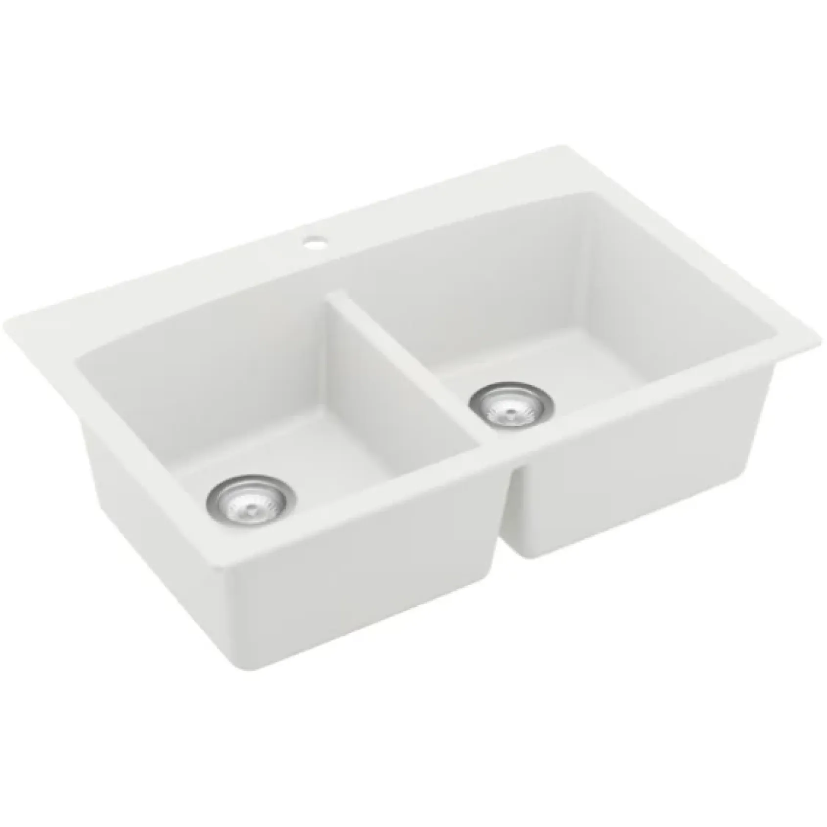 Karran 33" Drop In/Topmount Quartz Composite Kitchen Sink, 50/50 Double Bowl, White, QT-710-WH-PK1