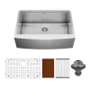 Karran Elite Workstation 30" Stainless Steel Workstation Farmhouse Sink with Accessories, 16 Gauge, WSA-42-PK1