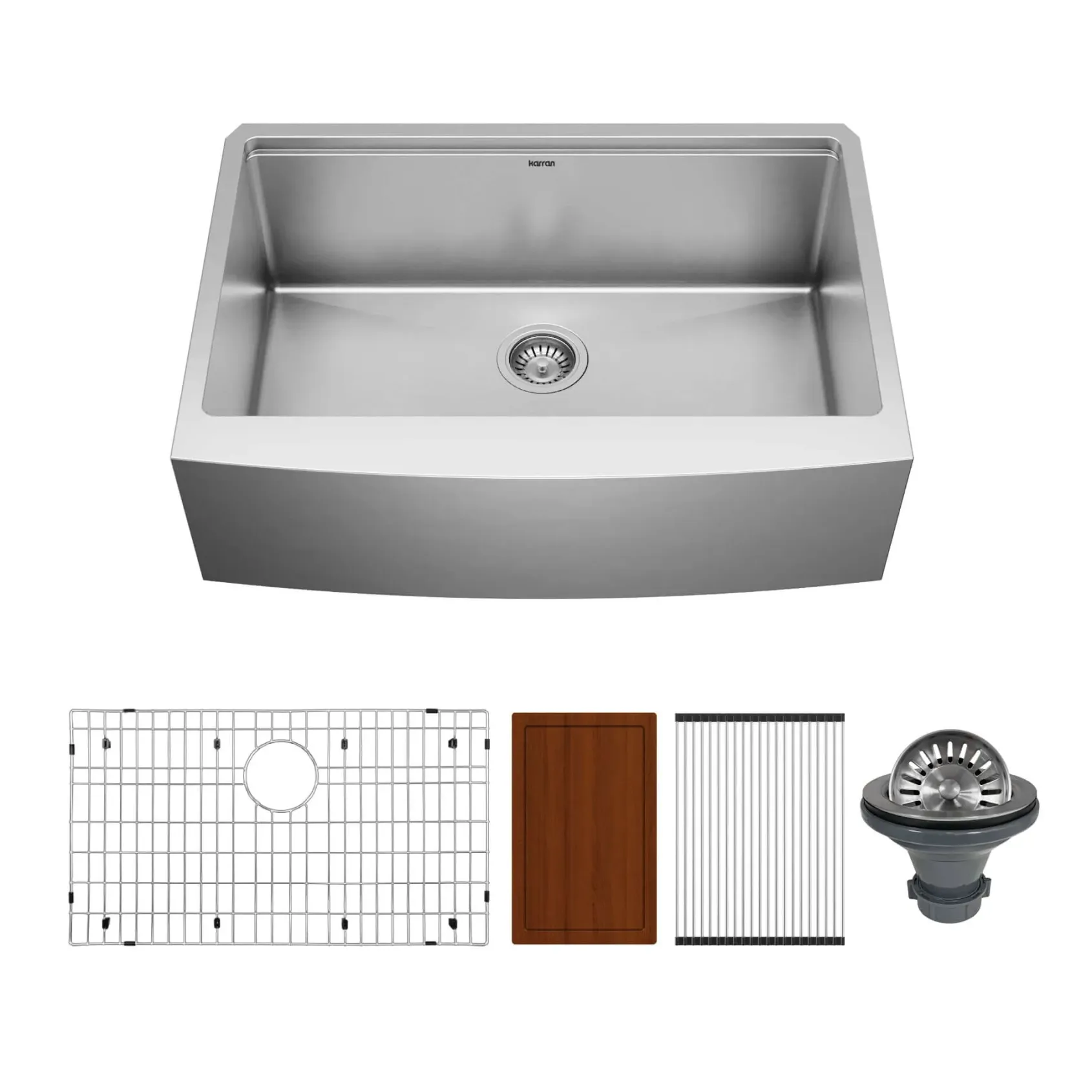 Karran Elite Workstation 30" Stainless Steel Workstation Farmhouse Sink with Accessories, 16 Gauge, WSA-42-PK1