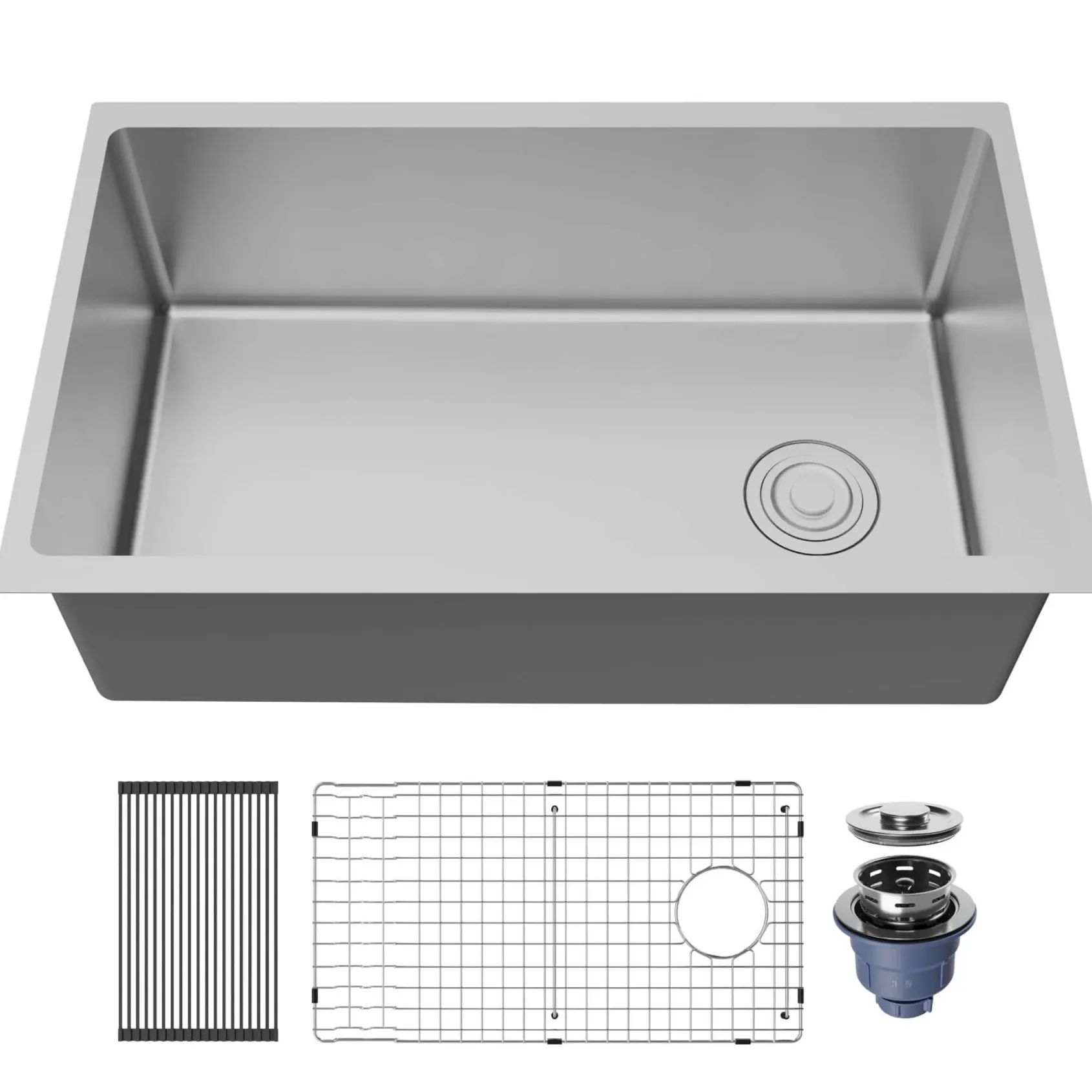 Karran Fusion 30" Undermount Stainless Steel ADA Kitchen Sink with Accessories, 16 Gauge, UUMSB3031-PK1