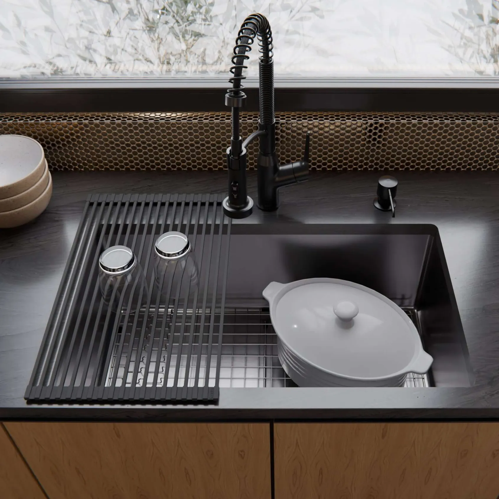 Karran Fusion 30" Undermount Stainless Steel ADA Kitchen Sink with Accessories, 16 Gauge, UUMSB3031-PK1