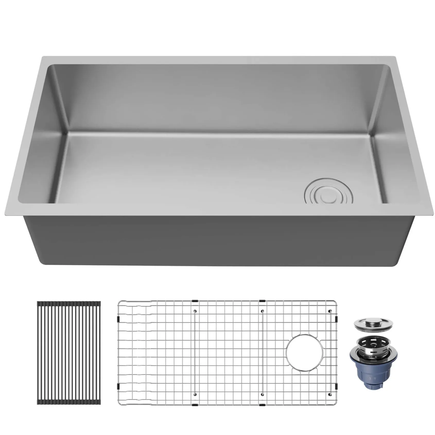 Karran Fusion 33" Undermount Stainless Steel ADA Kitchen Sink with Accessories, 16 Gauge, UUMSB3331-PK1