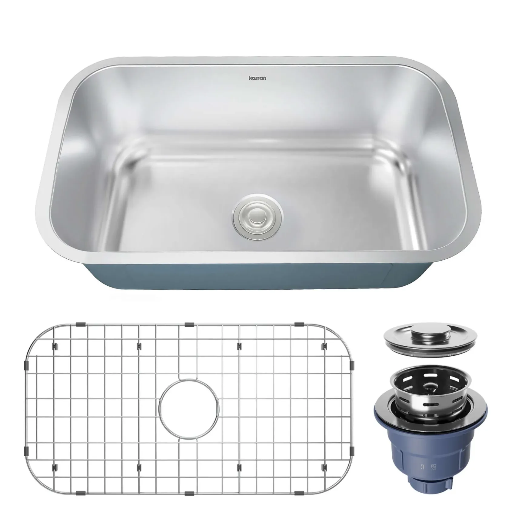 Karran Profile 32" Undermount Stainless Steel Kitchen Sink with Accessories, 18 Gauge, PRU36-PK1