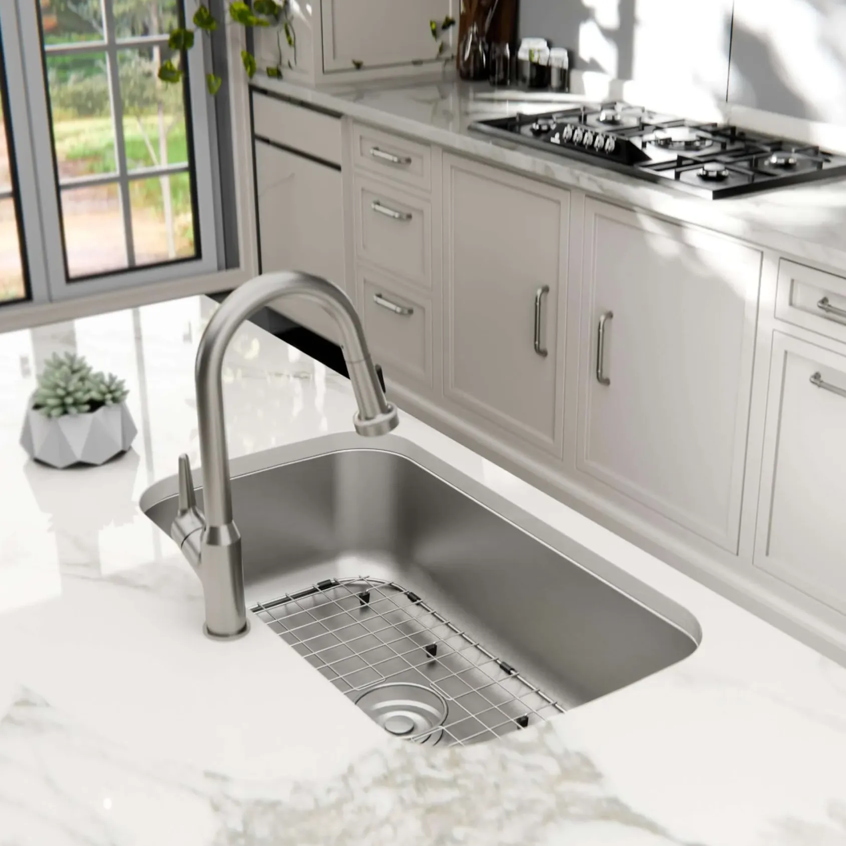 Karran Profile 32" Undermount Stainless Steel Kitchen Sink with Accessories, 18 Gauge, PRU36-PK1