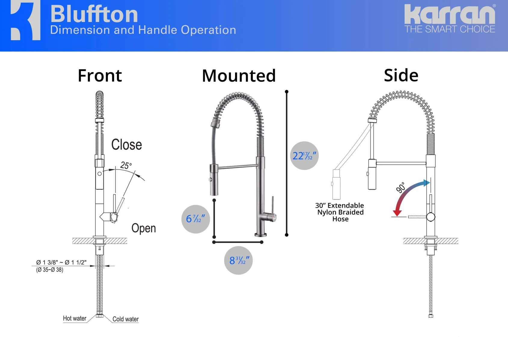 Karran 34" Quartz Composite Farmhouse Sink with Stainless Steel Faucet and Accessories, 50/50 Double Bowl, Black, QA750BL220SS
