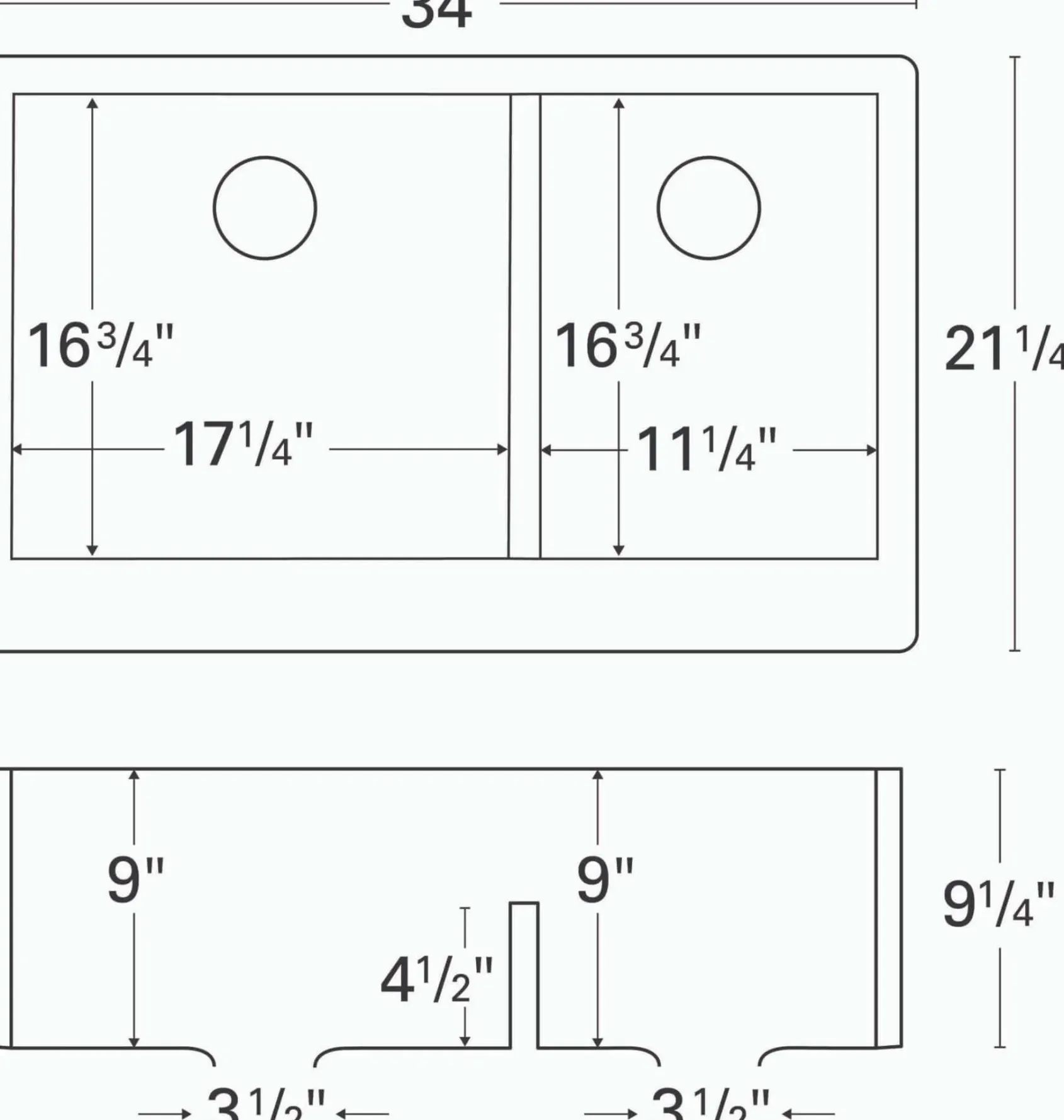 Karran 34" Quartz Composite Farmhouse Sink, 60/40 Double Bowl, Black, QA-760-BL-PK1