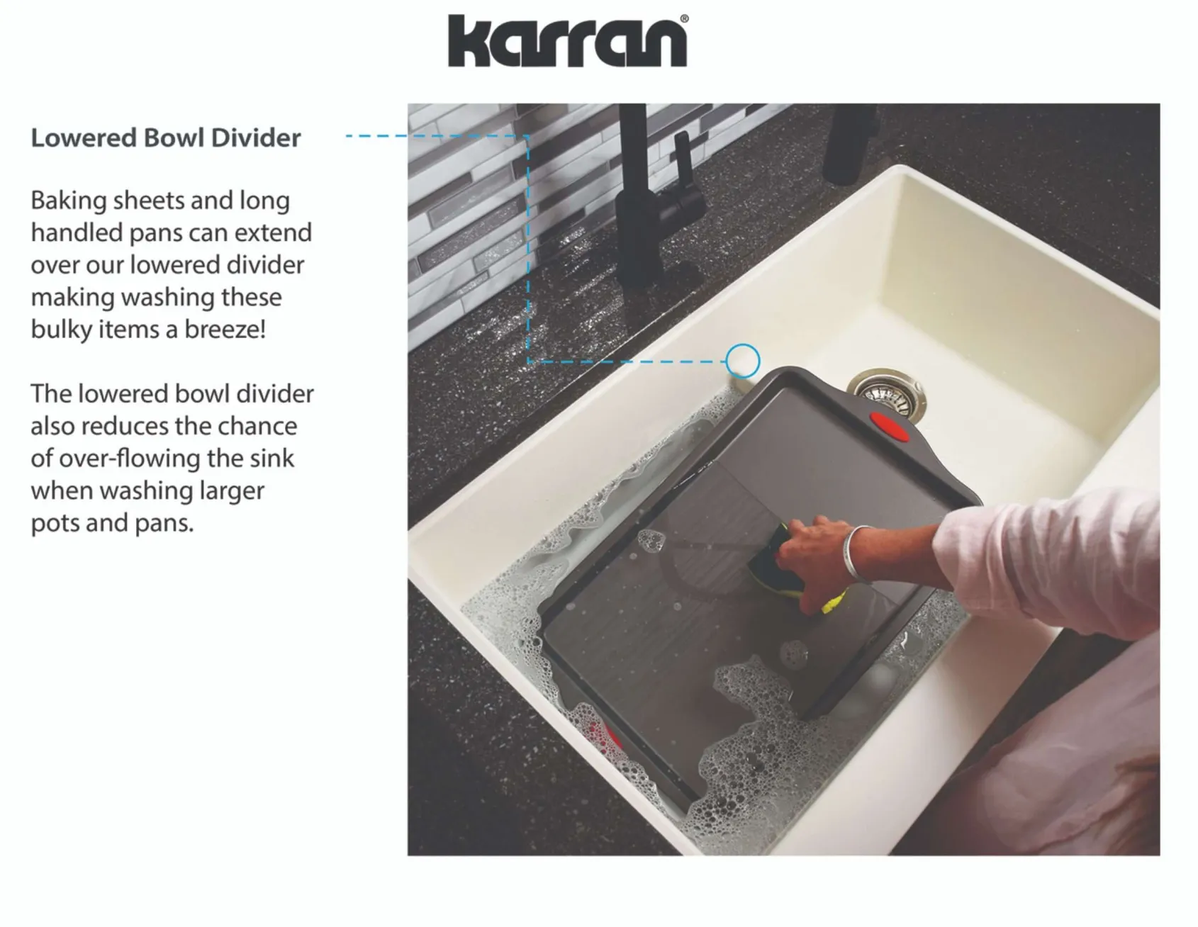 Karran 34" Quartz Composite Farmhouse Sink, 60/40 Double Bowl, Black, QA-760-BL-PK1