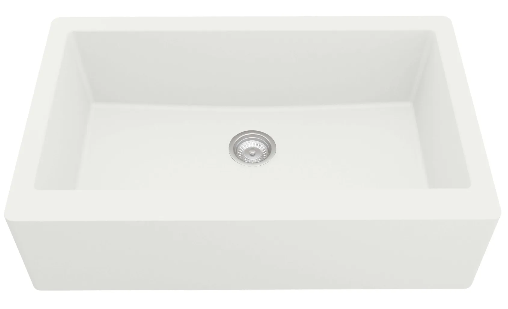 Karran 34" Quartz Composite Farmhouse Sink with Matte Black Faucet and Accessories, White, QA740WH220MB