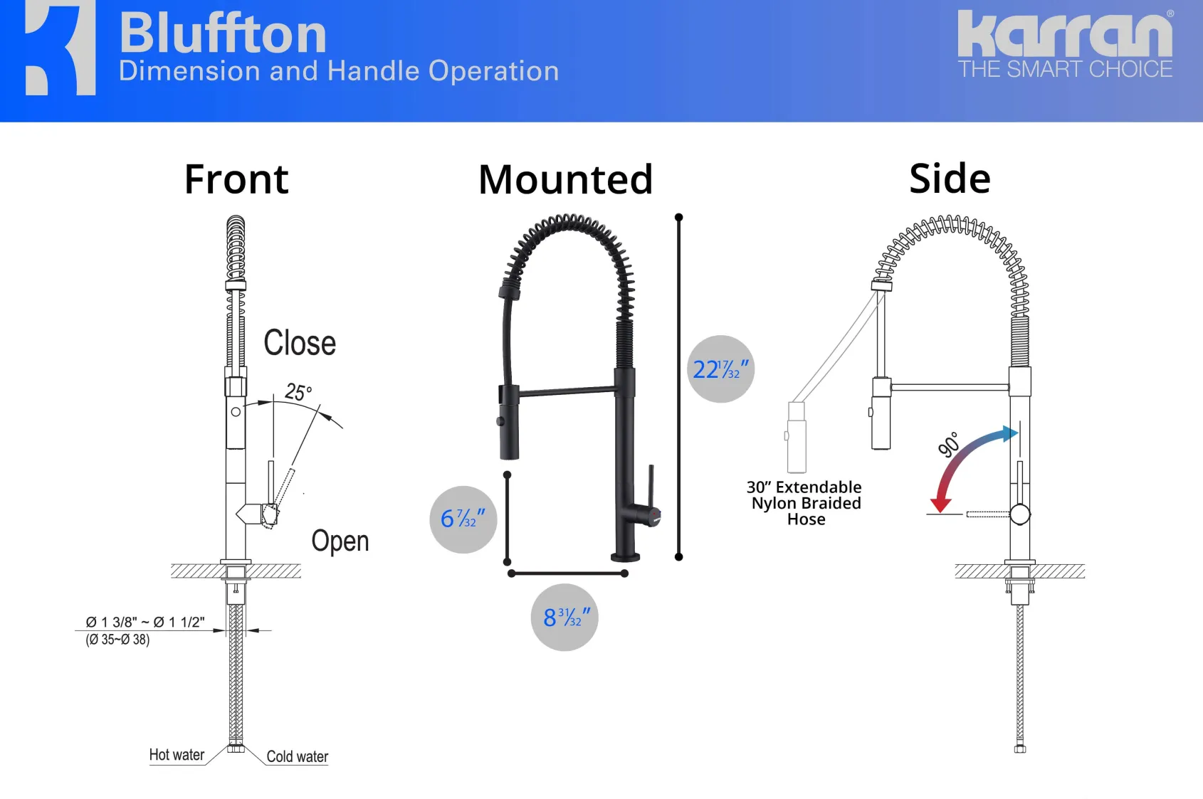 Karran 34" Quartz Composite Farmhouse Sink with Matte Black Faucet and Accessories, White, QA740WH220MB