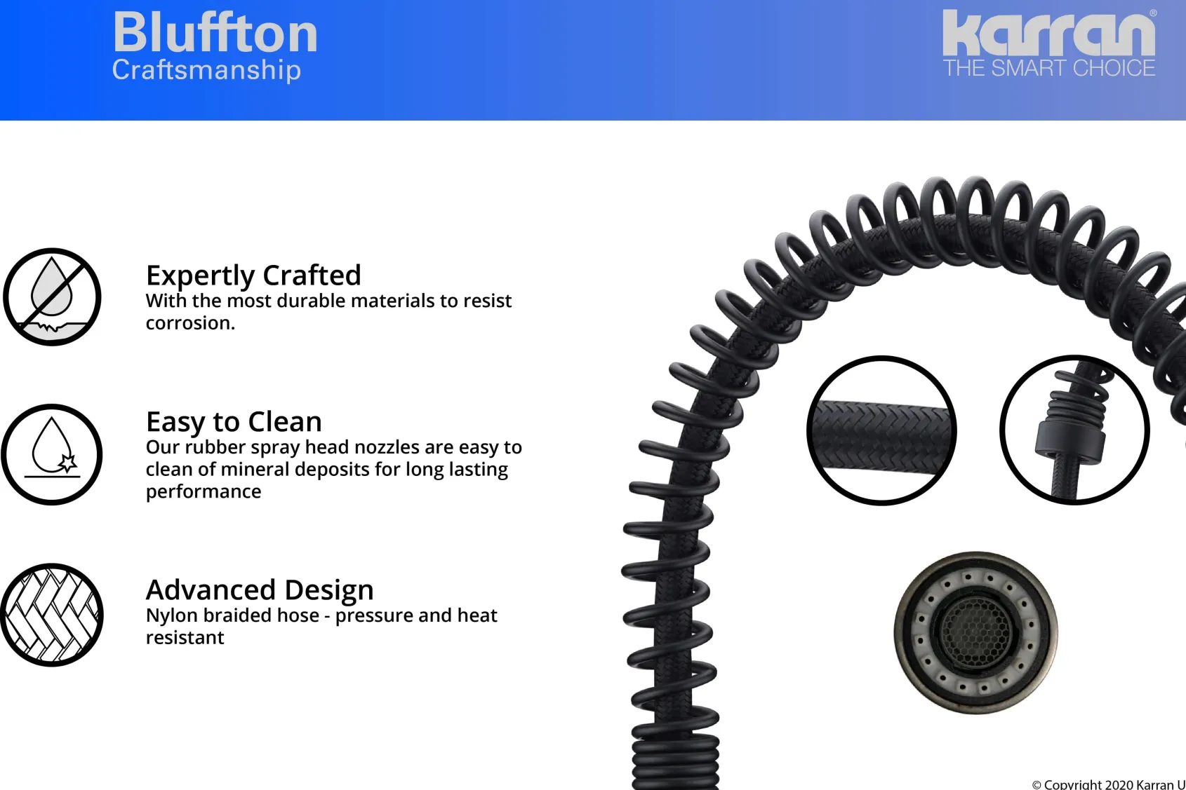 Karran 34" Quartz Composite Farmhouse Sink with Matte Black Faucet and Accessories, White, QA740WH220MB