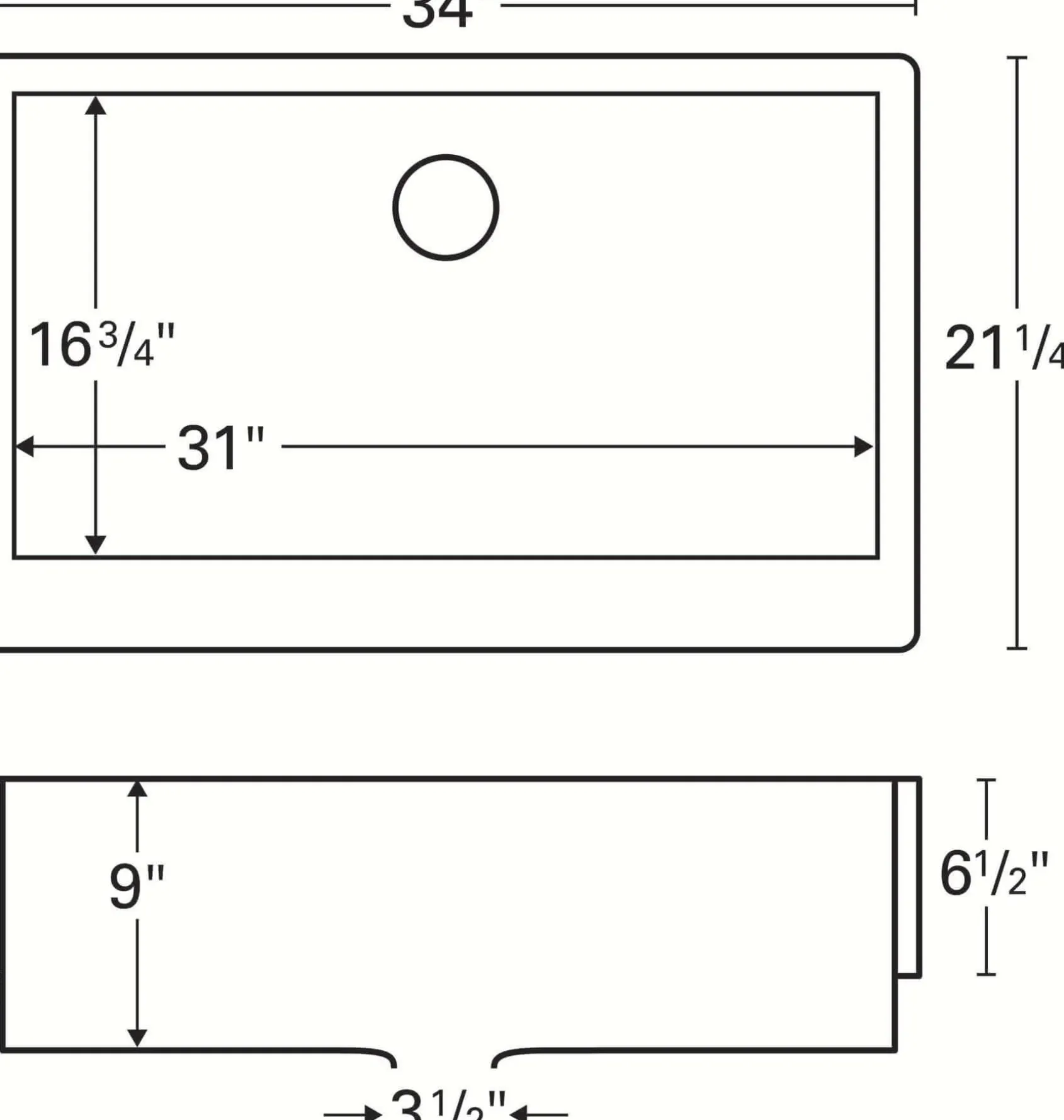Karran 34" Quartz Composite Retrofit Farmhouse Sink, White, QAR-740-WH-PK1