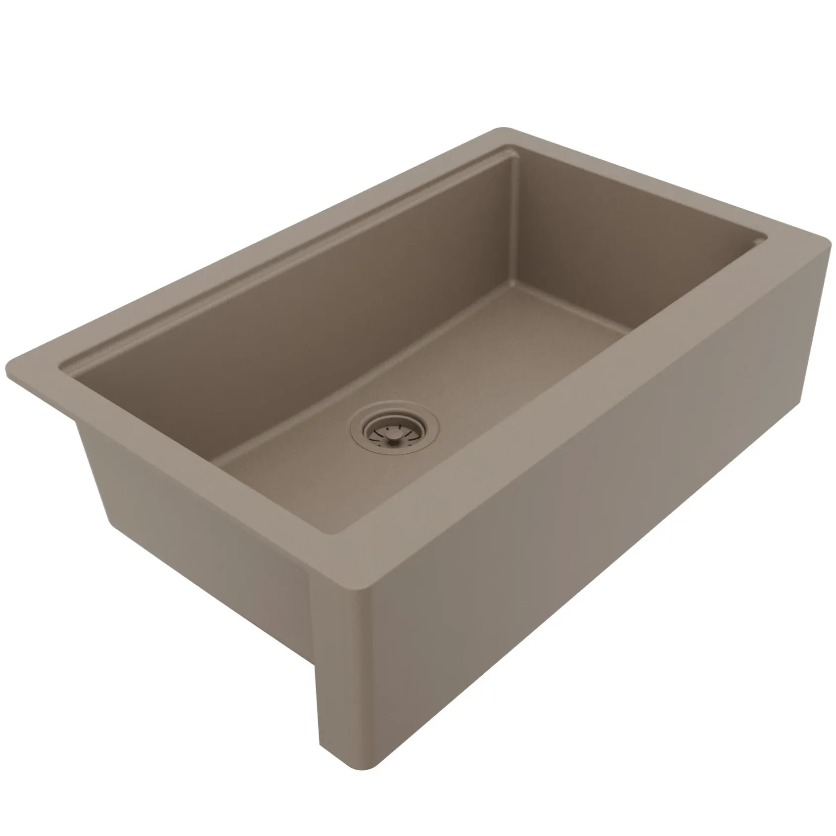 Karran 34" Quartz Composite Workstation Farmhouse Sink, Concrete, QAWS-740-CN-PK2