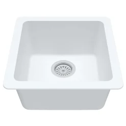 Karran 17" Undermount Quartz Composite Kitchen Sink, White, QU-690-WH