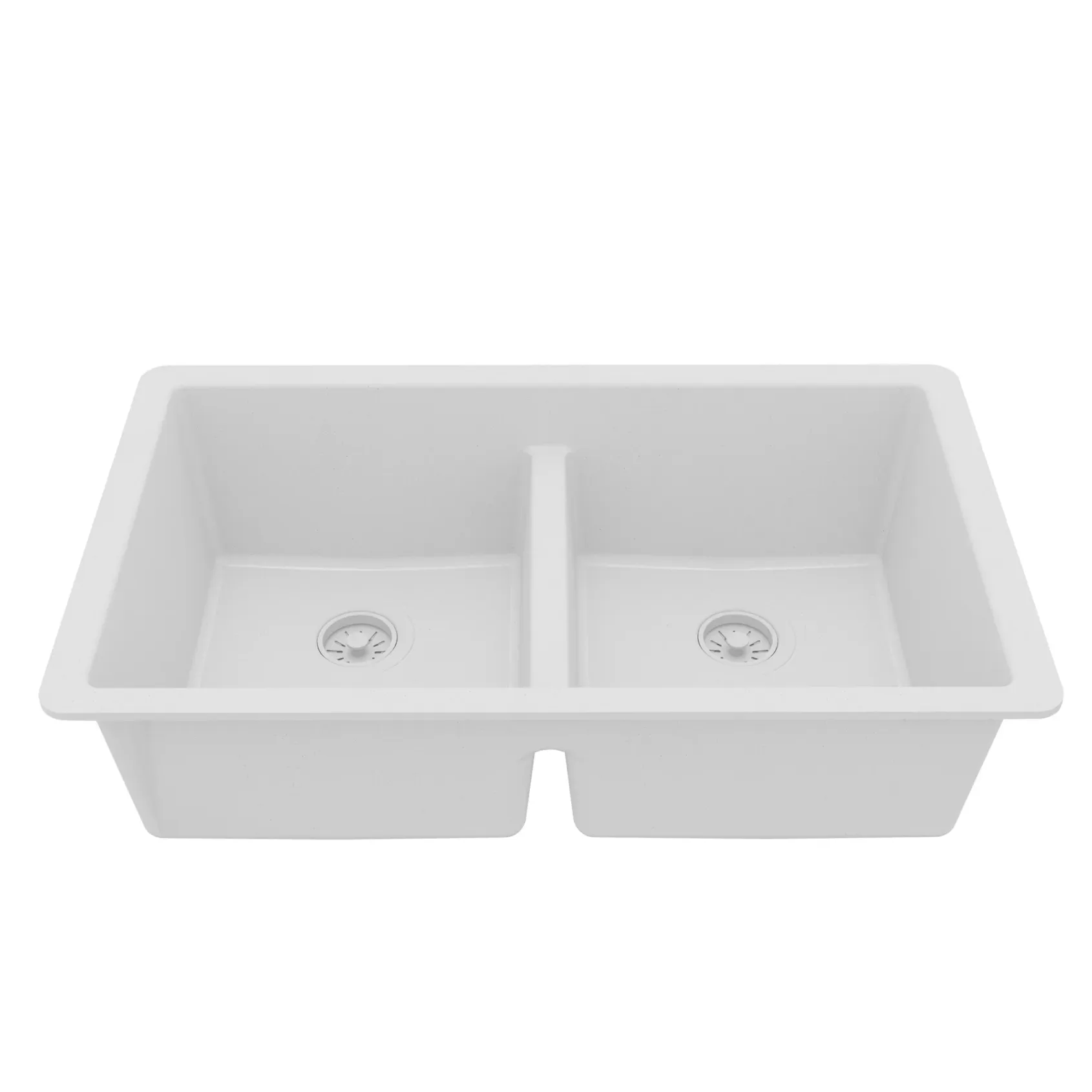 Karran 32" Undermount Quartz Composite Kitchen Sink, 50/50 Double Bowl, White, QU-810-WH