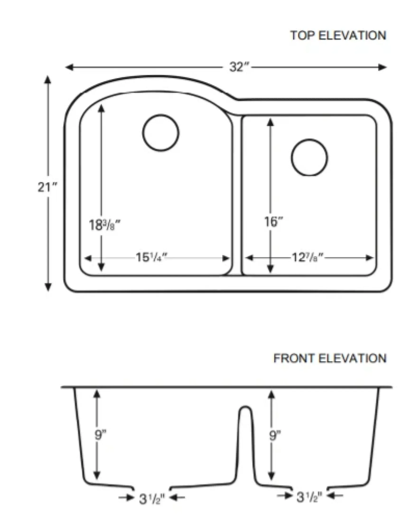 Karran 32" Undermount Quartz Composite Kitchen Sink, 60/40 Double Bowl, Black, QU-610-BL-PK1