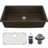 Karran 32" Undermount Quartz Composite Kitchen Sink with Accessories, Brown, QU-812-BR-PK1