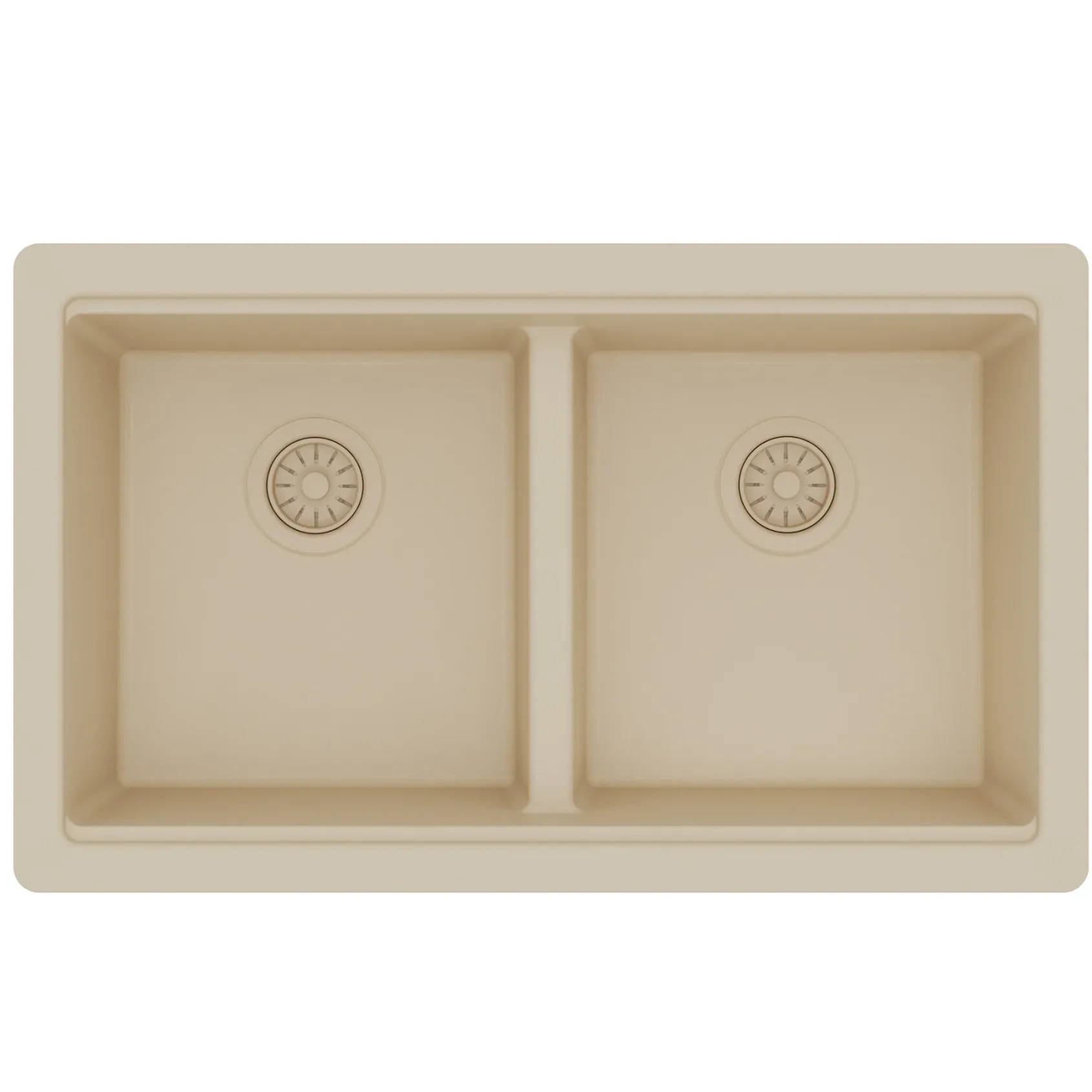 Karran 32" Undermount Quartz Composite Workstation Kitchen Sink, 50/50 Double Bowl, Bisque, QUWS-880-BI-PK2