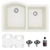 Karran 32" Undermount Quartz Composite Kitchen Sink, 60/40 Double Bowl, White, QU-610-WH-PK1