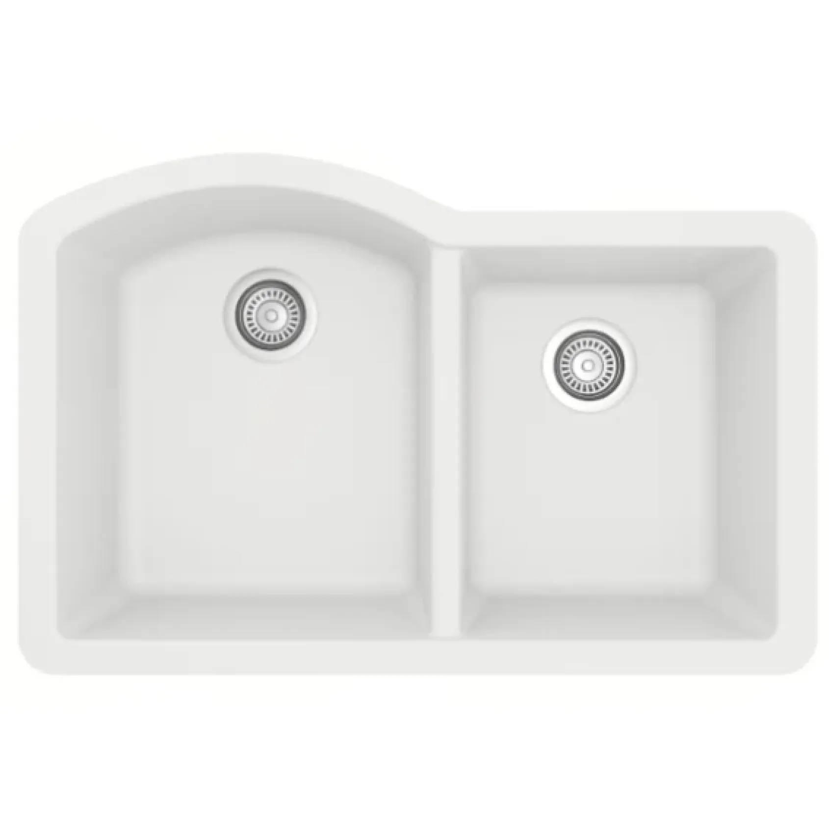 Karran 32" Undermount Quartz Composite Kitchen Sink, 60/40 Double Bowl, White, QU-610-WH-PK1