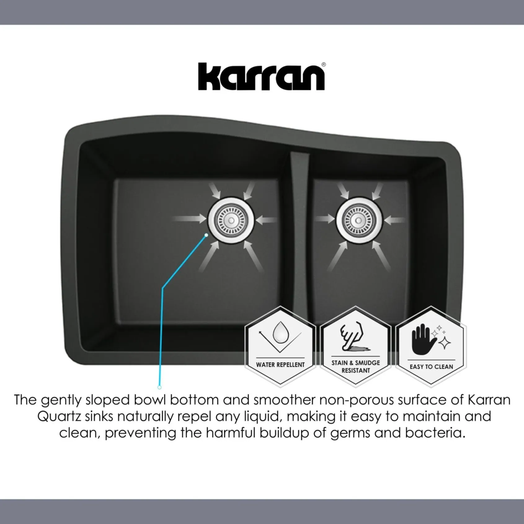 Karran 32" Undermount Quartz Composite Kitchen Sink, 60/40 Double Bowl, White, QU-610-WH-PK1
