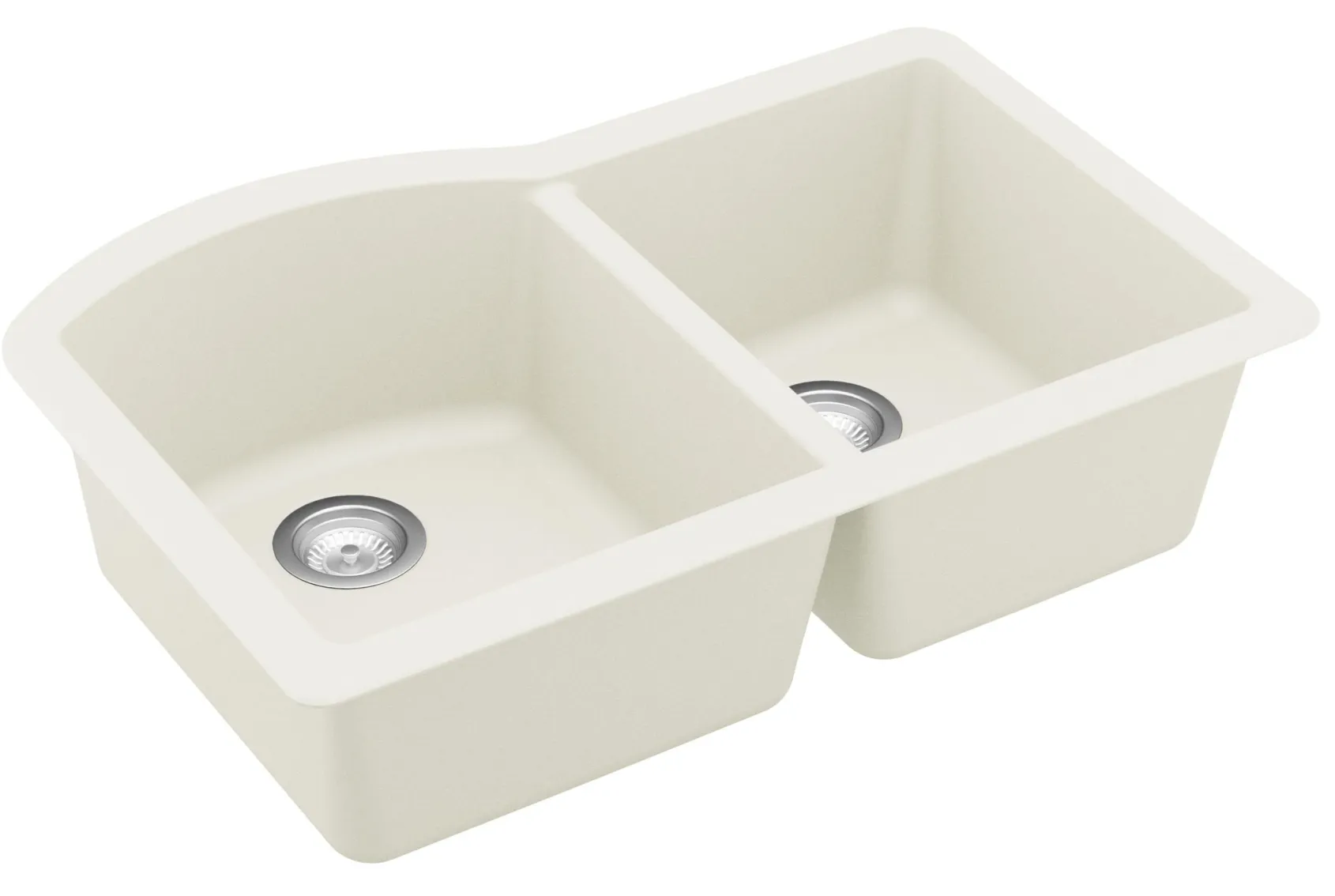 Karran 32" Undermount Quartz Composite Kitchen Sink, 60/40 Double Bowl, White, QU-610-WH-PK1