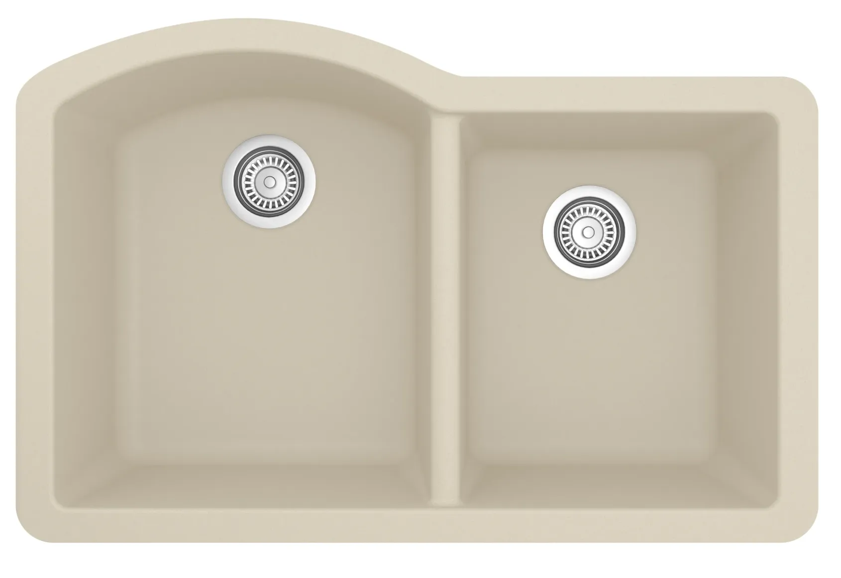 Karran 32" Undermount Quartz Composite Kitchen Sink, 60/40 Double Bowl, Bisque, QU-610-BI