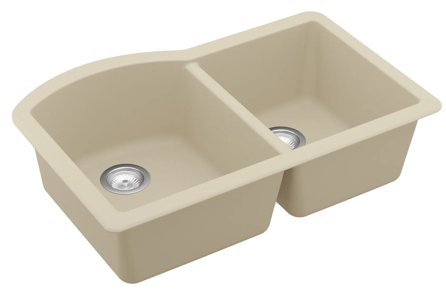 Karran 32" Undermount Quartz Composite Kitchen Sink, 60/40 Double Bowl, Bisque, QU-610-BI