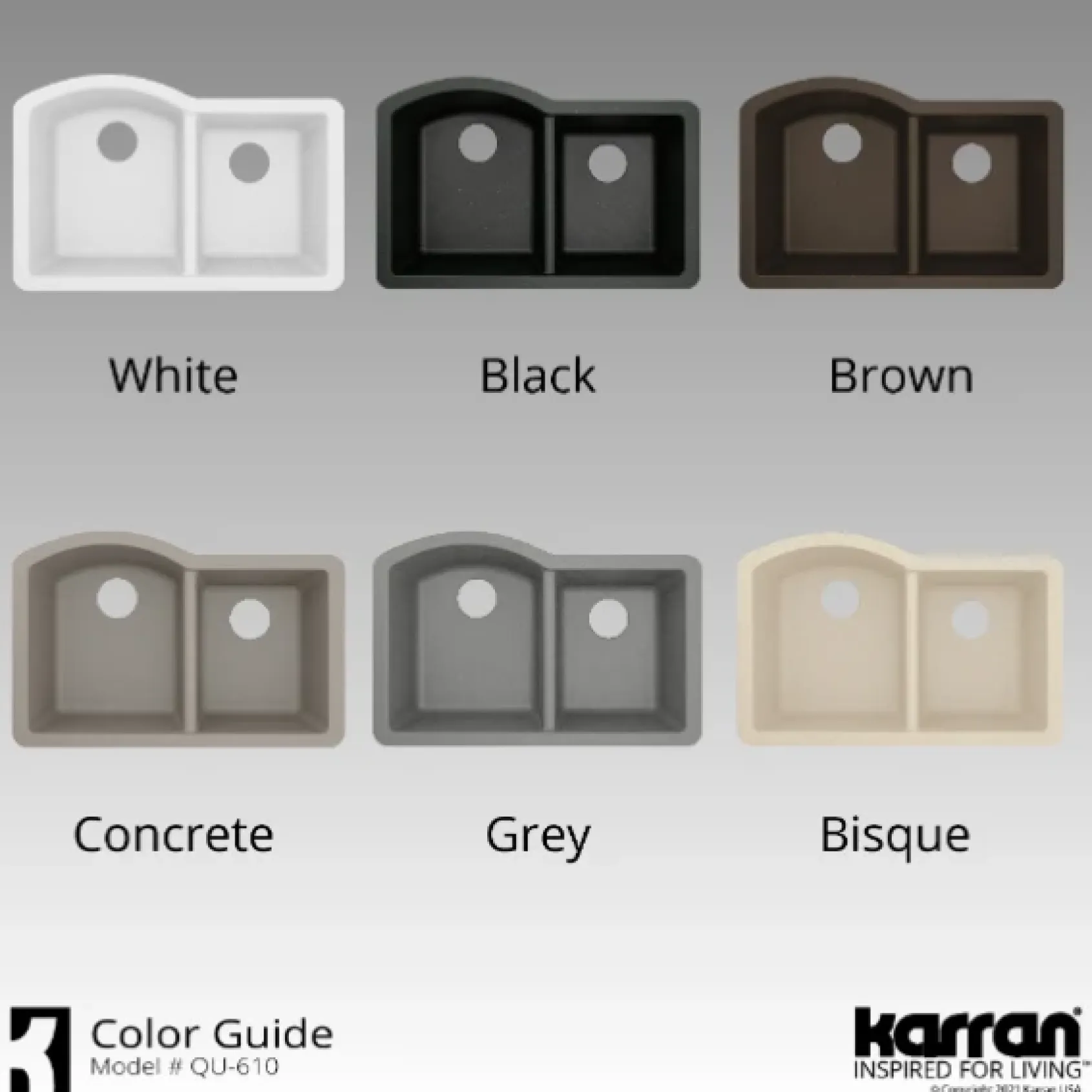 Karran 32" Undermount Quartz Composite Kitchen Sink, 60/40 Double Bowl, Bisque, QU-610-BI