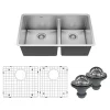 Karran 32" Undermount Stainless Steel Kitchen Sink with Accessories, 60/40 Double Bowl, 16 Gauge, EL-77-PK1