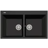 Latoscana Plados 34" Quartz Composite Drop-in Double Bowl Kitchen Sink, Black, AM8620-44UG
