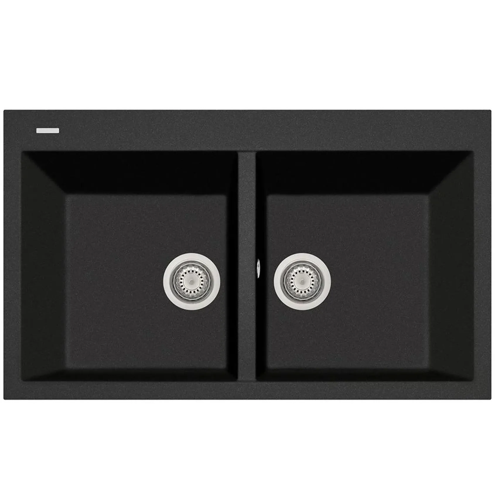 Latoscana Plados 34" Quartz Composite Drop-in Double Bowl Kitchen Sink, Black, AM8620-44UG