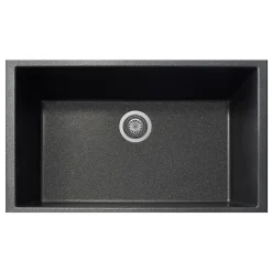 Latoscana Plados 33" Quartz Composite Undermount Single Bowl Kitchen Sink, Black, ON8410ST-44UG