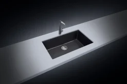 Latoscana Plados 33" Quartz Composite Undermount Single Bowl Kitchen Sink, Black, ON8410ST-44UG