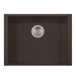 Latoscana Plados 23" Quartz Composite Undermount Single Bowl Kitchen Sink, Brown, ON6010ST-64UG