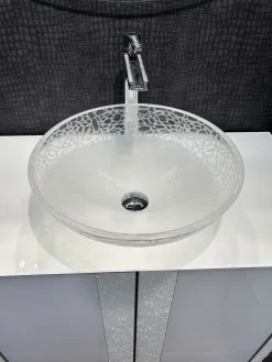 MaestroBath 17" Camelia Luxury Crystal ADA Oval Bathroom Sink, Matte, Glass, Matt White, ATE-CAM-WHM
